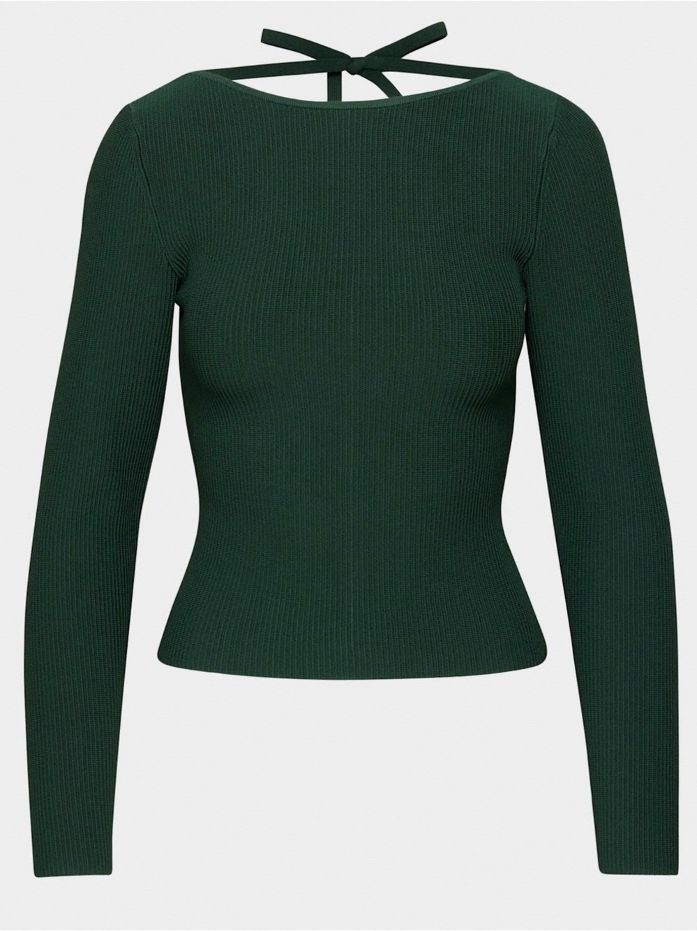 Aritzia Babaton Sculpt Knit Scoopneck Tie Back Long Sleeve Top Dark Green Size S